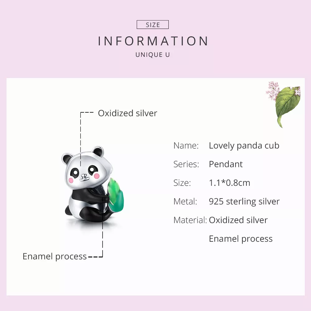 Charm Adorável filhote de panda estilo Pandora - SCC1832