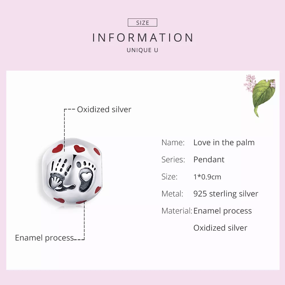 Charm Amor na palma da mão estilo Pandora - SCC1827