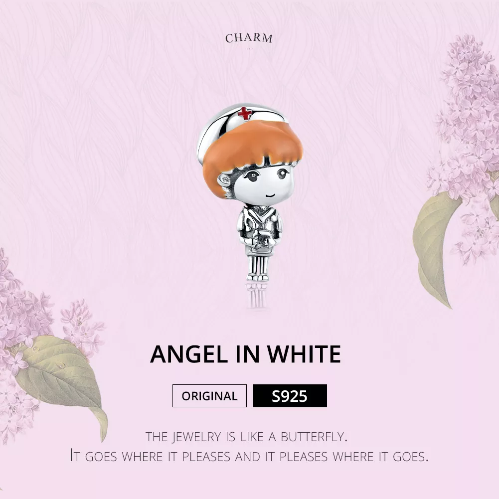 Charm Anjo de branco Enfermeira estilo Pandora - SCC1548