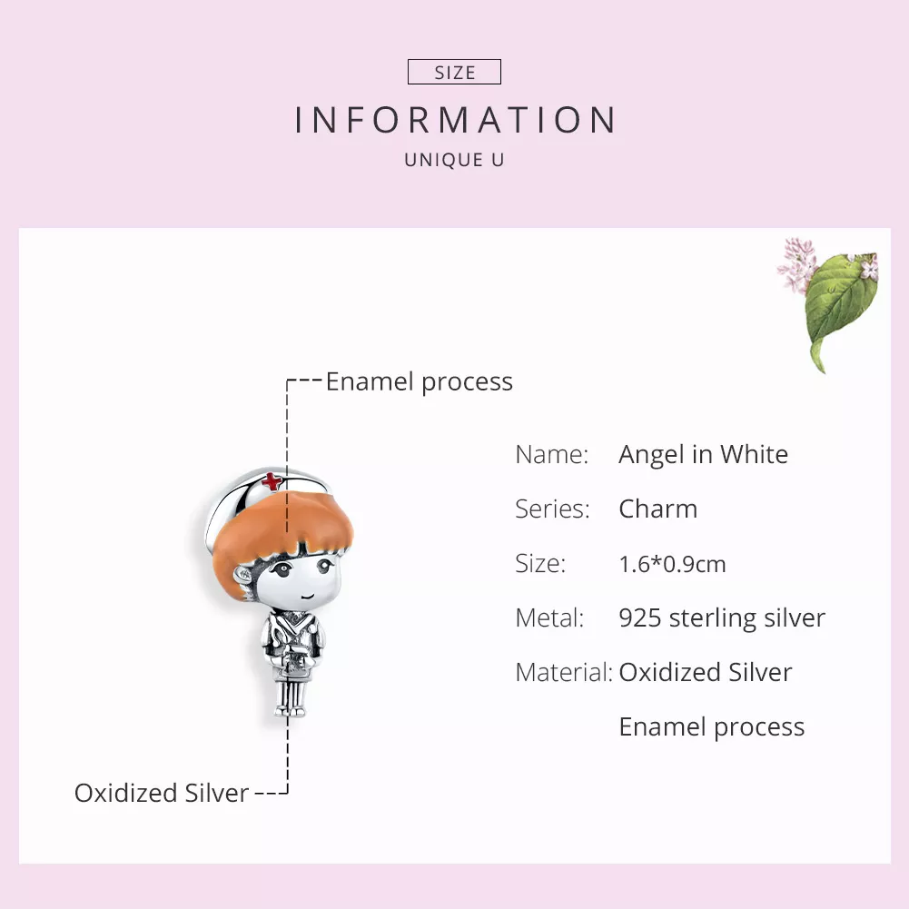 Charm Anjo de branco Enfermeira estilo Pandora - SCC1548
