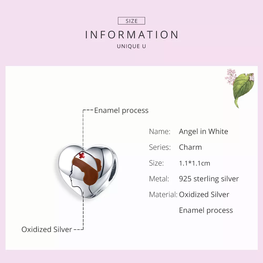 Charm Anjo em enfermeira branca estilo Pandora - SCC1547
