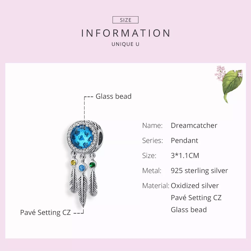 Charm Apanhador de sonhos de safira estilo Pandora - SCC1384