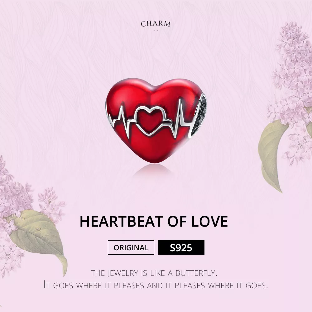 Charm Batimento cardíaco vermelho do amor estilo Pandora - SCC1569