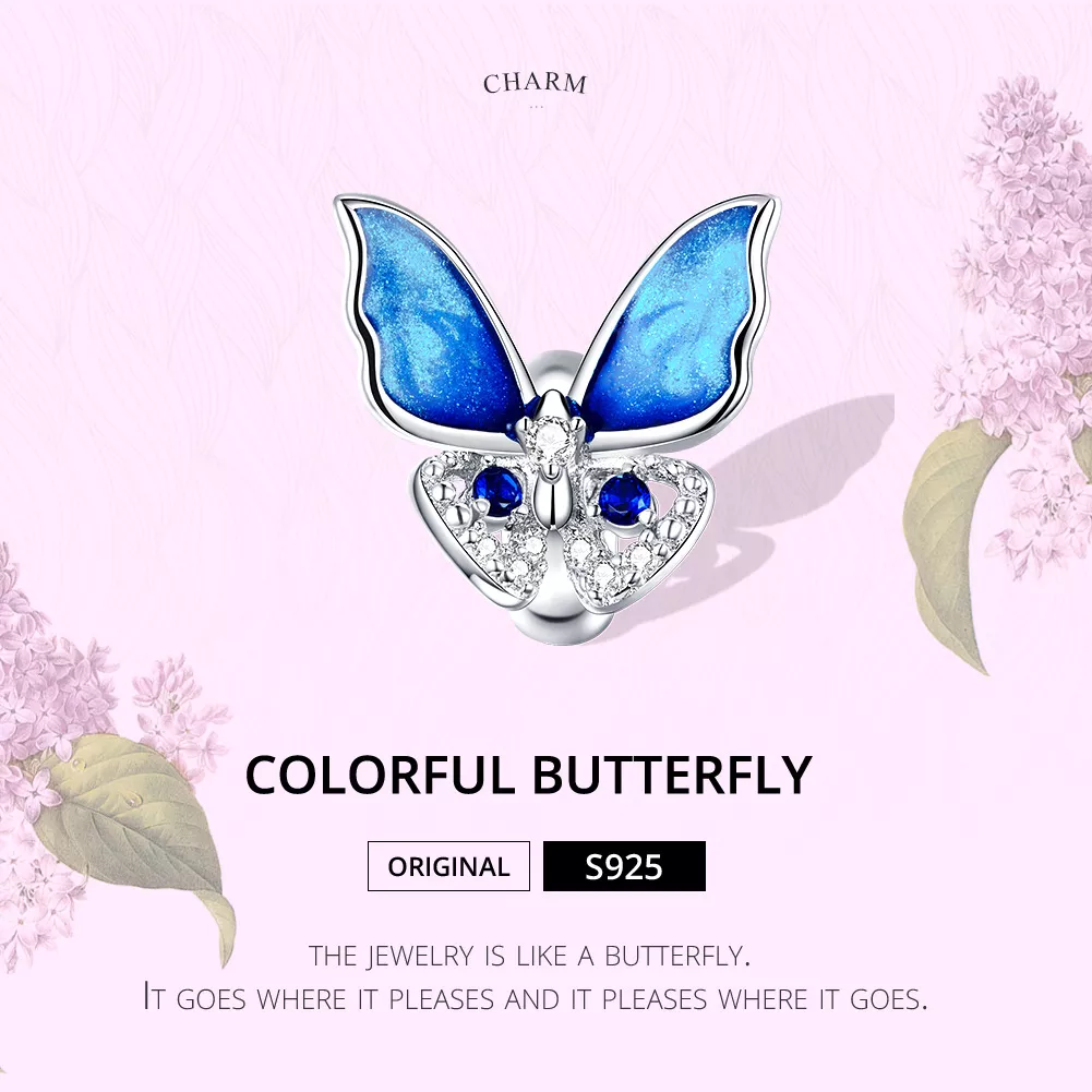 Charm Borboleta colorida estilo Pandora - BSC405