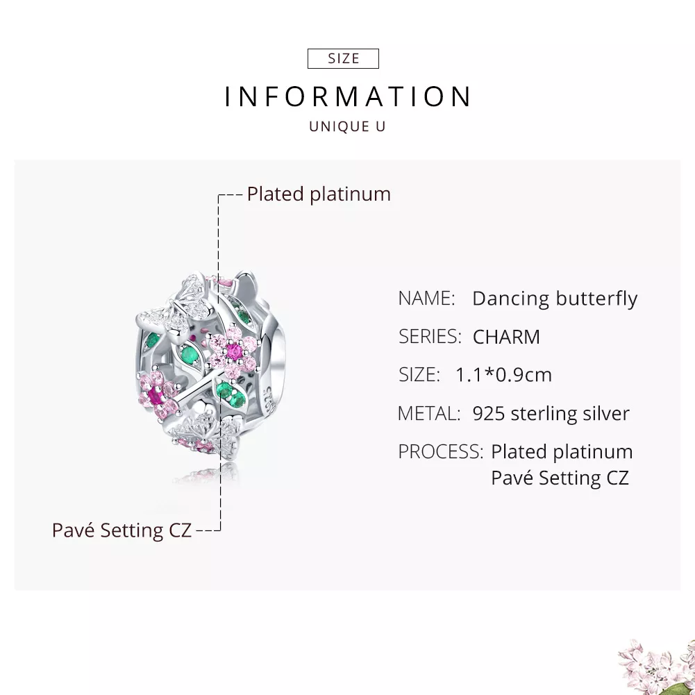 Charm Borboleta Dançante estilo Pandora - BSC116