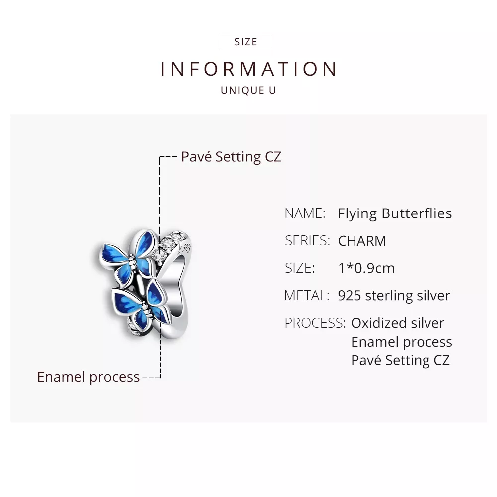 Charm Borboletas voadoras estilo Pandora - SCC1731