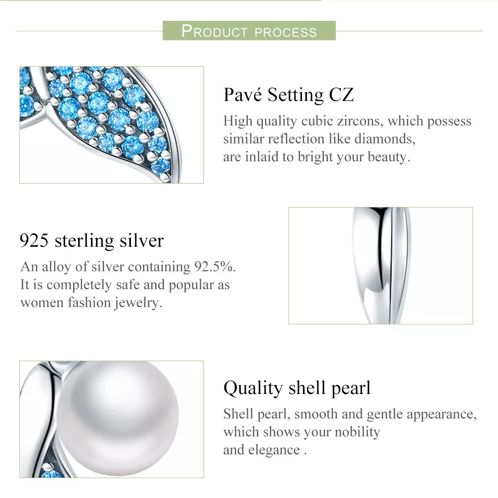 Charm Cauda de sereia frisada estilo Pandora - SCC877