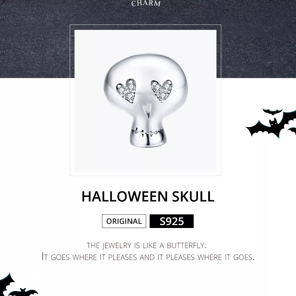 Charm Caveira de halloween estilo Pandora - SCC1362