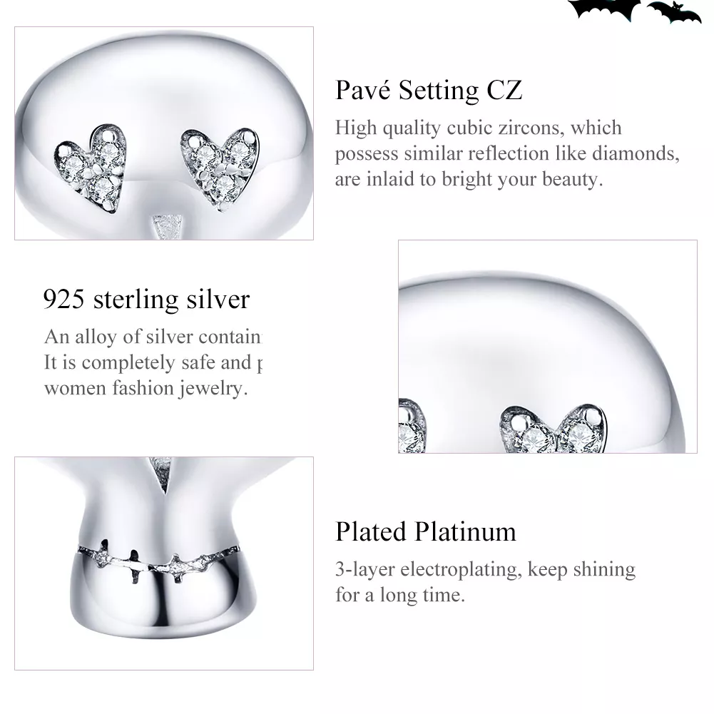 Charm Caveira de halloween estilo Pandora - SCC1362