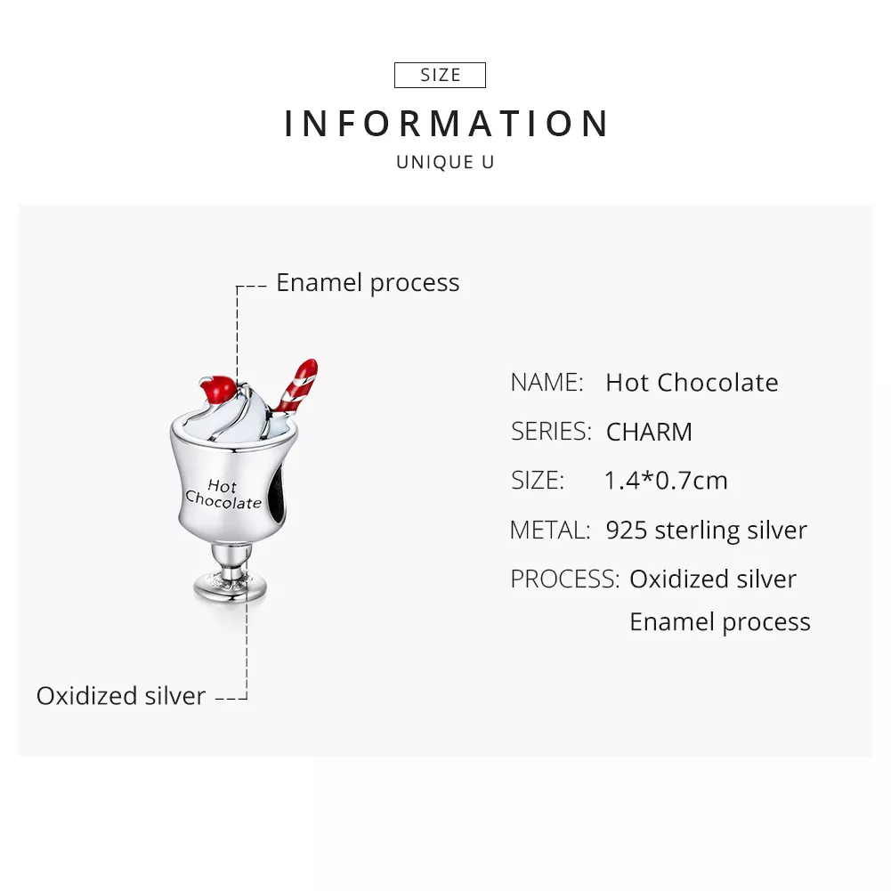 Charm Chocolate quente estilo Pandora - SCC1495