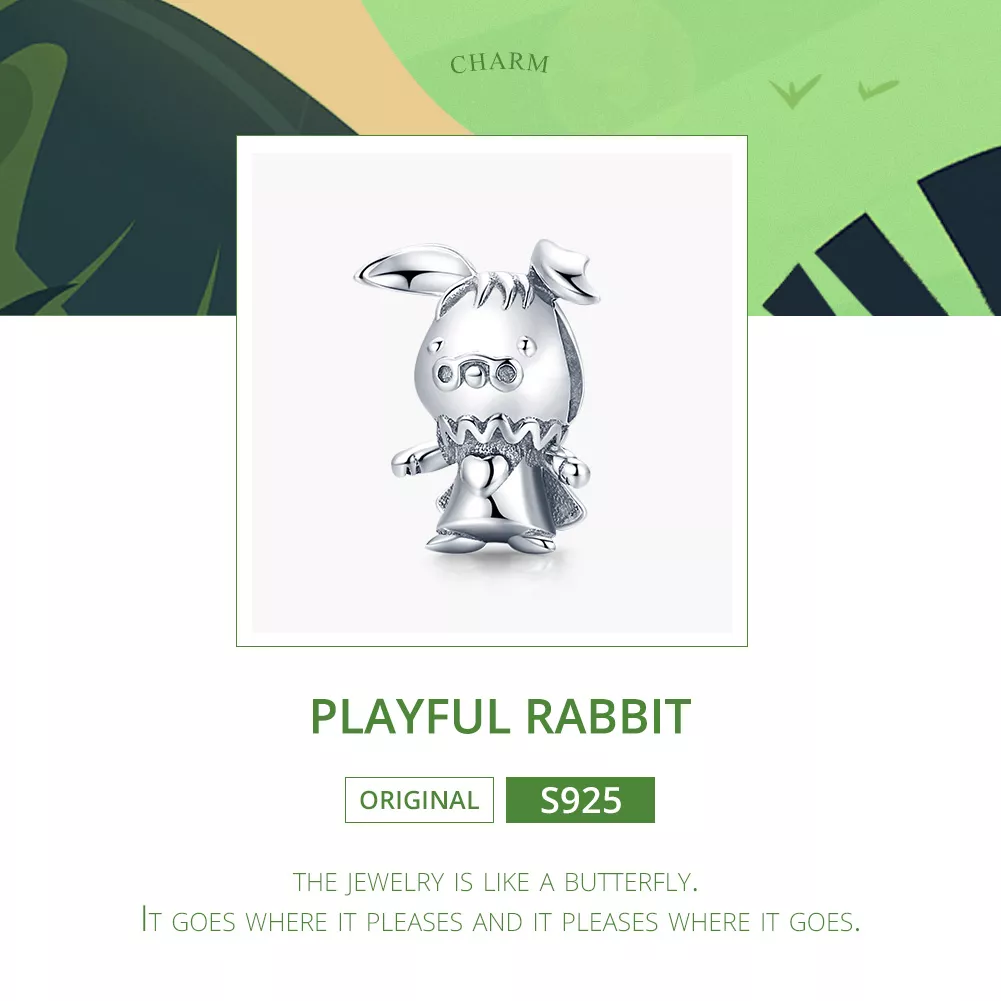 Charm Coelho brincalhão estilo Pandora - SCC1867