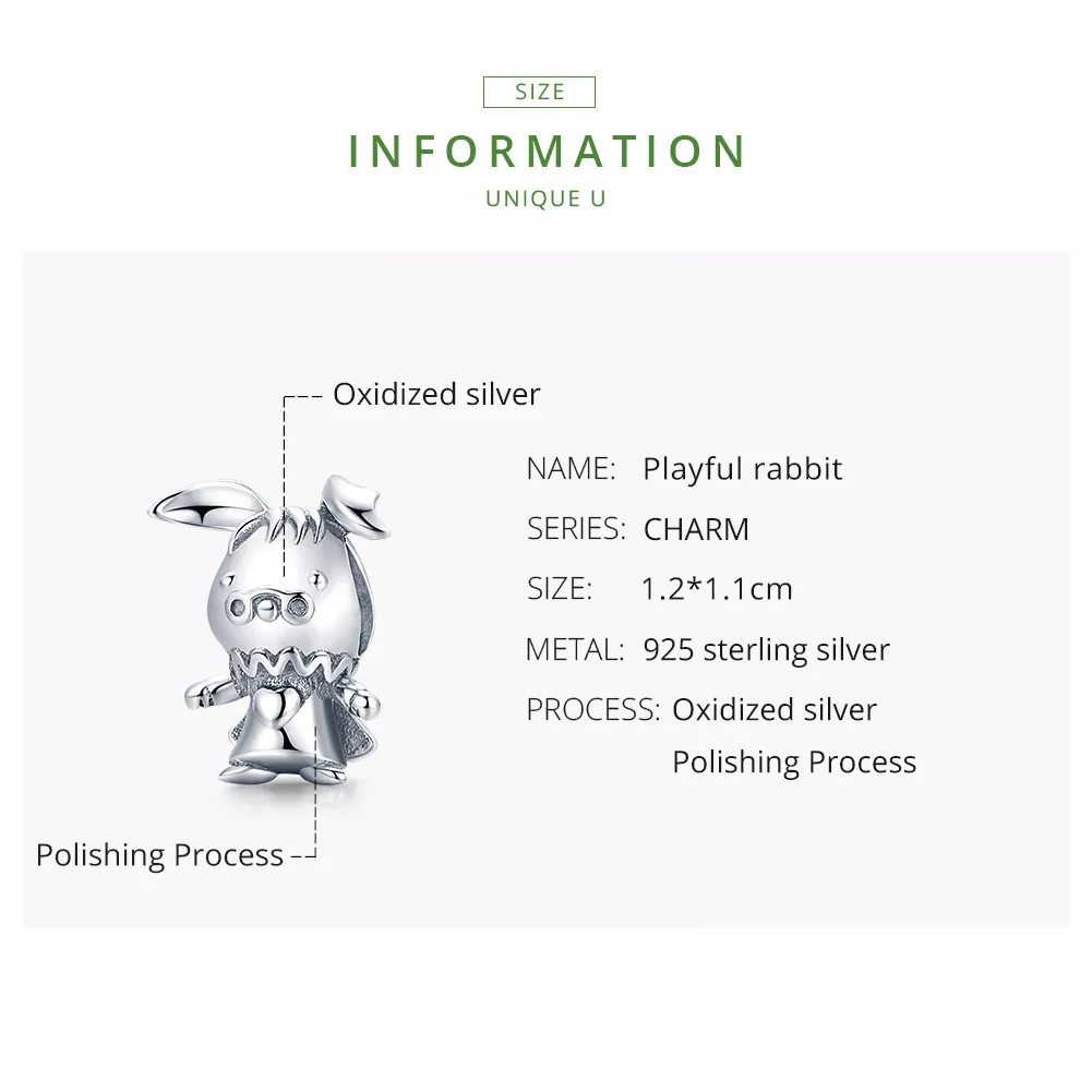 Charm Coelho brincalhão estilo Pandora - SCC1867