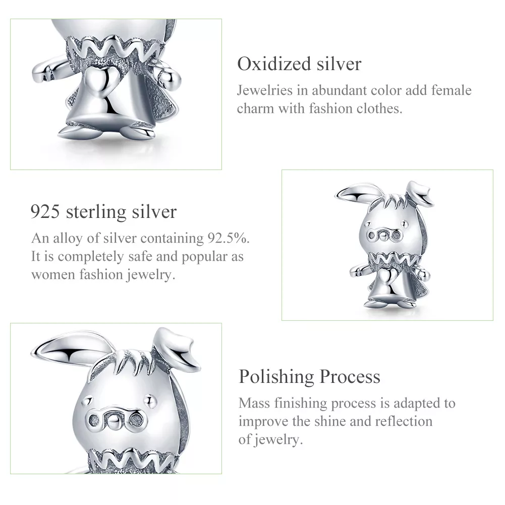 Charm Coelho brincalhão estilo Pandora - SCC1867