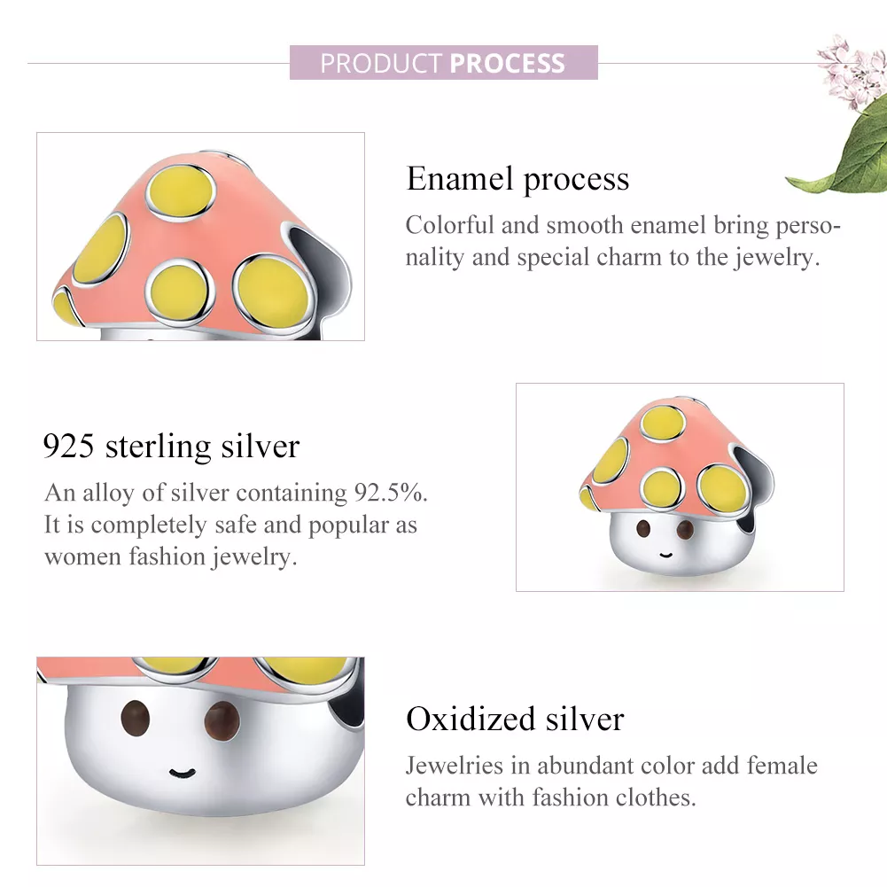 Charm Cogumelos Coloridos estilo Pandora - SCC1853