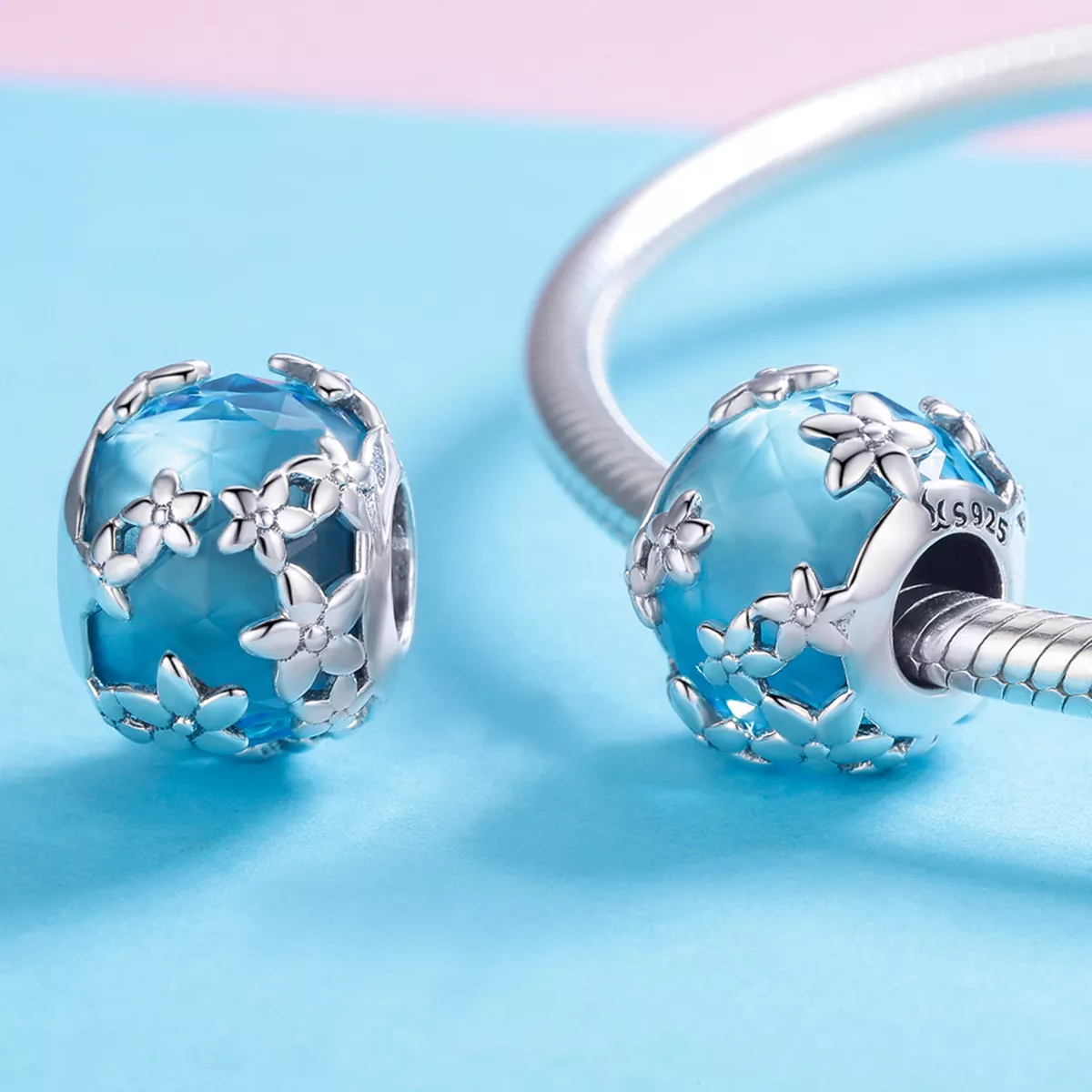 Charm Confissão de Margarida Aquamarine estilo Pandora - SCC878