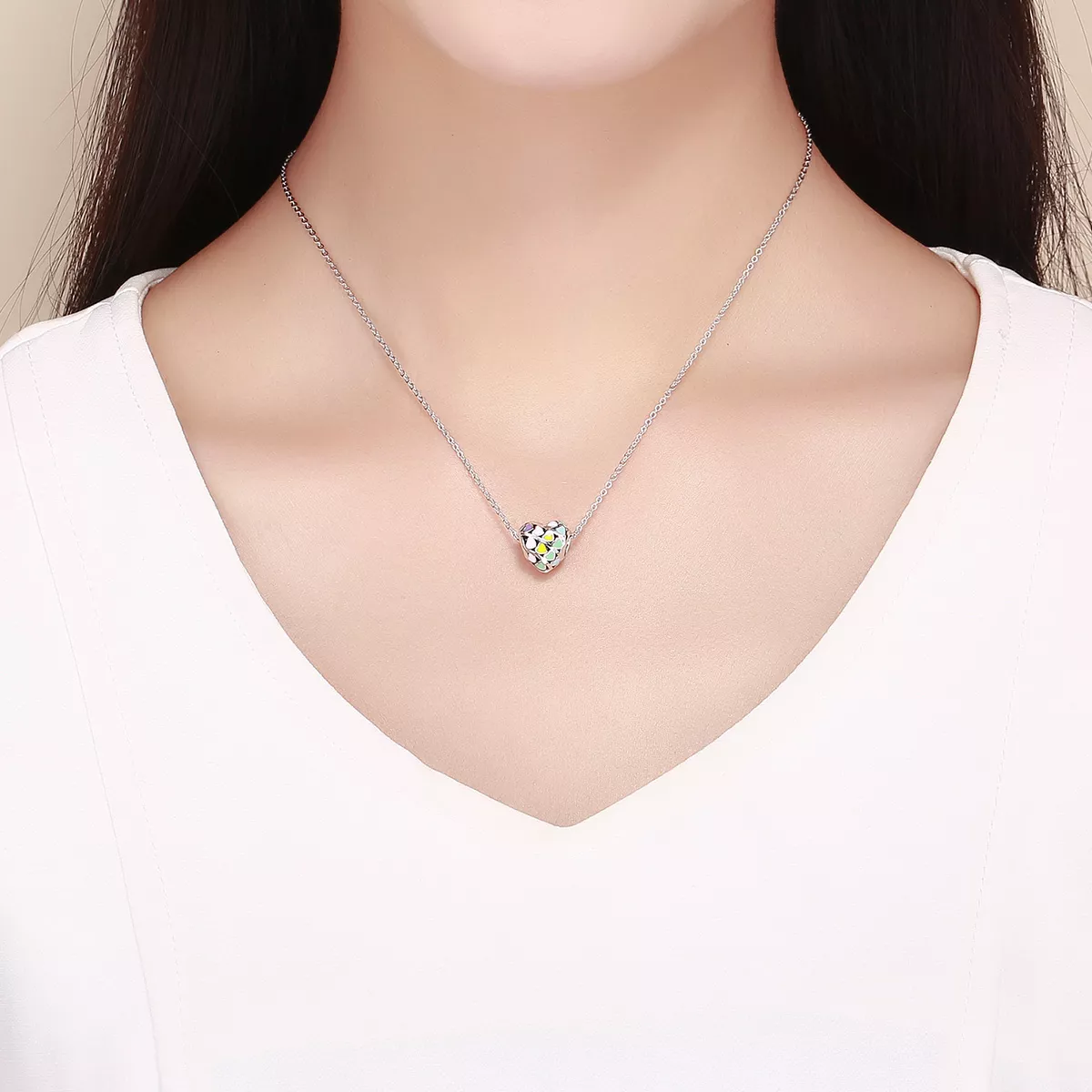 Charm Coração arco-íris estilo Pandora - SCC902