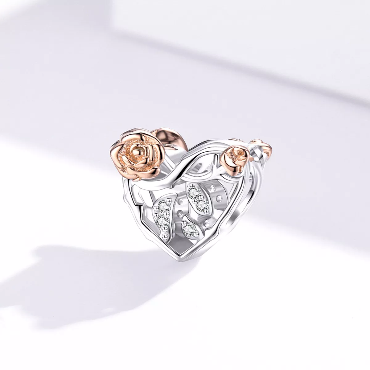 Charm Coração Com Rosas estilo Pandora - BSC280