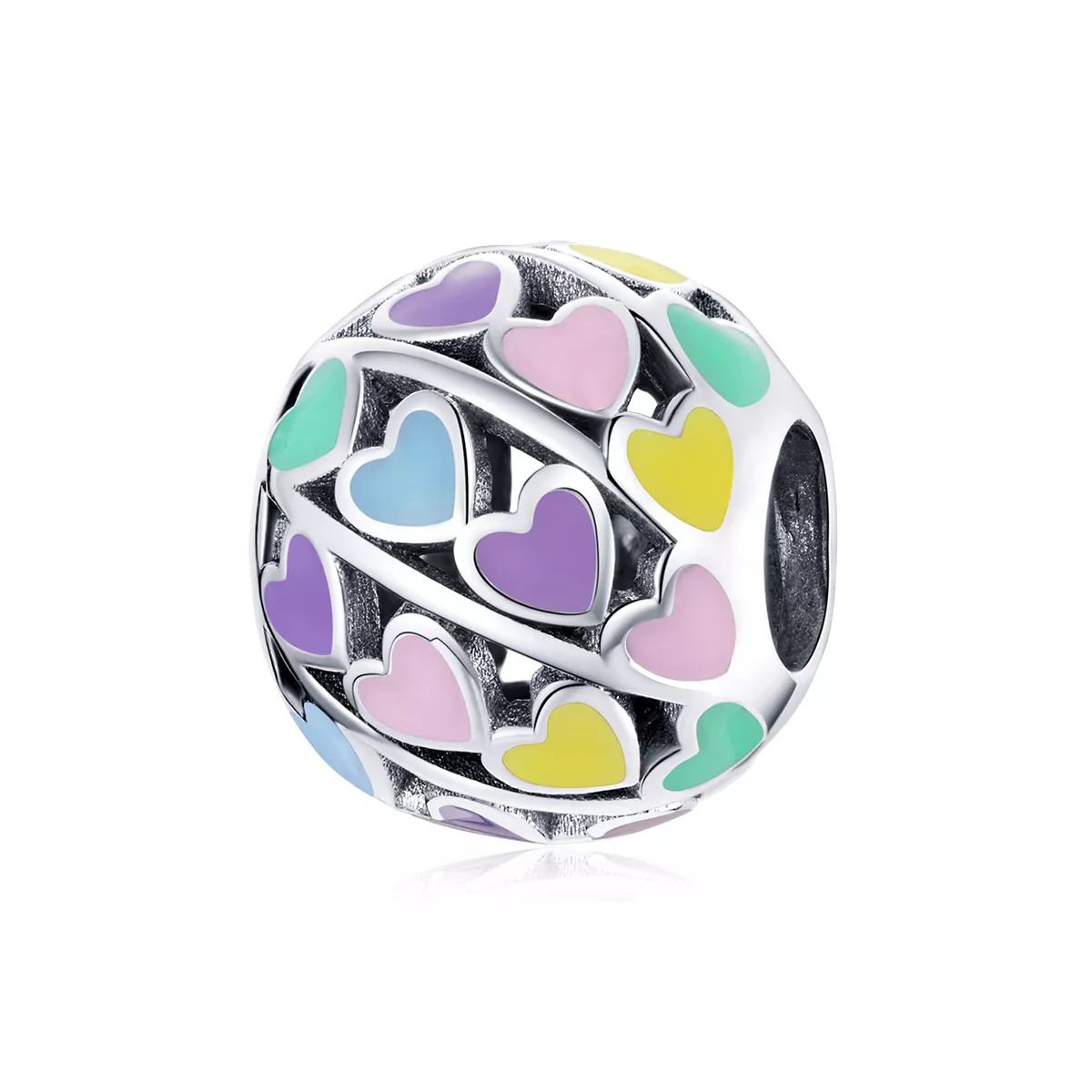 Charm Corações Coloridos estilo Pandora - SCC1758