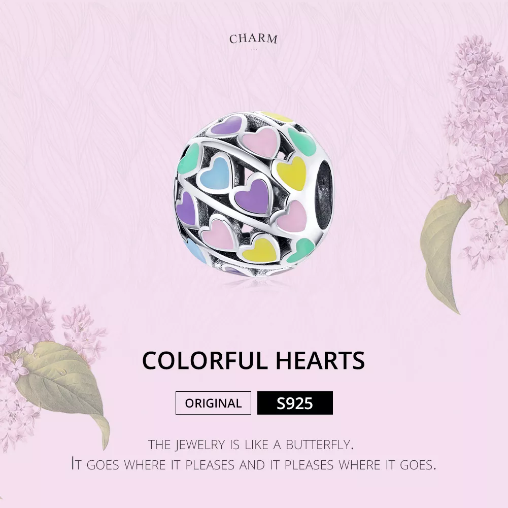 Charm Corações Coloridos estilo Pandora - SCC1758