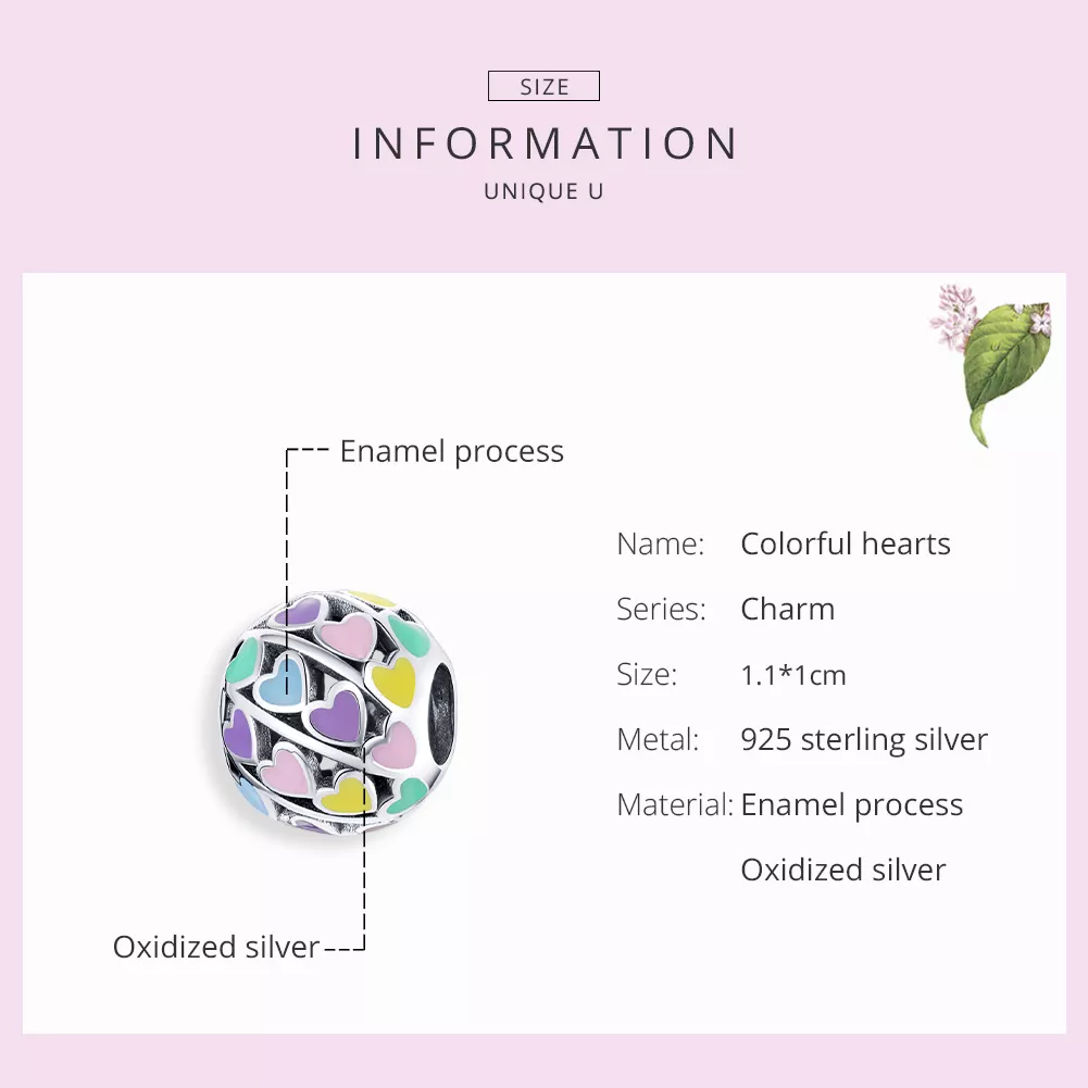 Charm Corações Coloridos estilo Pandora - SCC1758