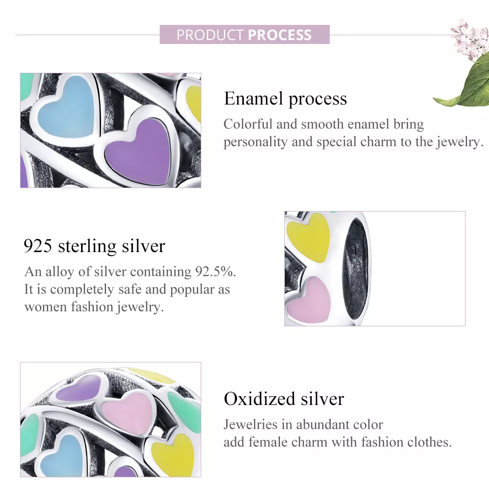 Charm Corações Coloridos estilo Pandora - SCC1758