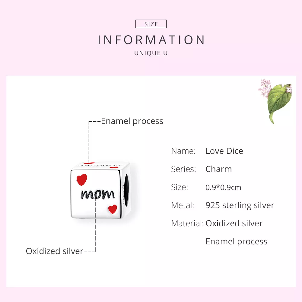 Charm Dados da Família do Amor estilo Pandora - SCC1672