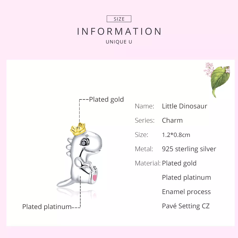 Charm Dinossauro pequeno estilo Pandora - SCC1674