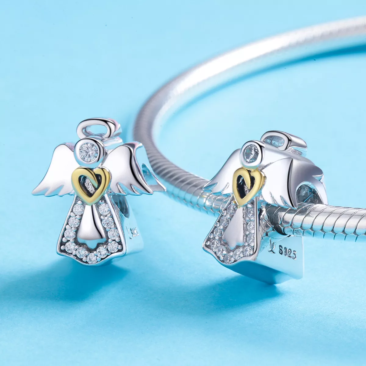 Charm Dois tons Anjo da guarda estilo Pandora - SCC747