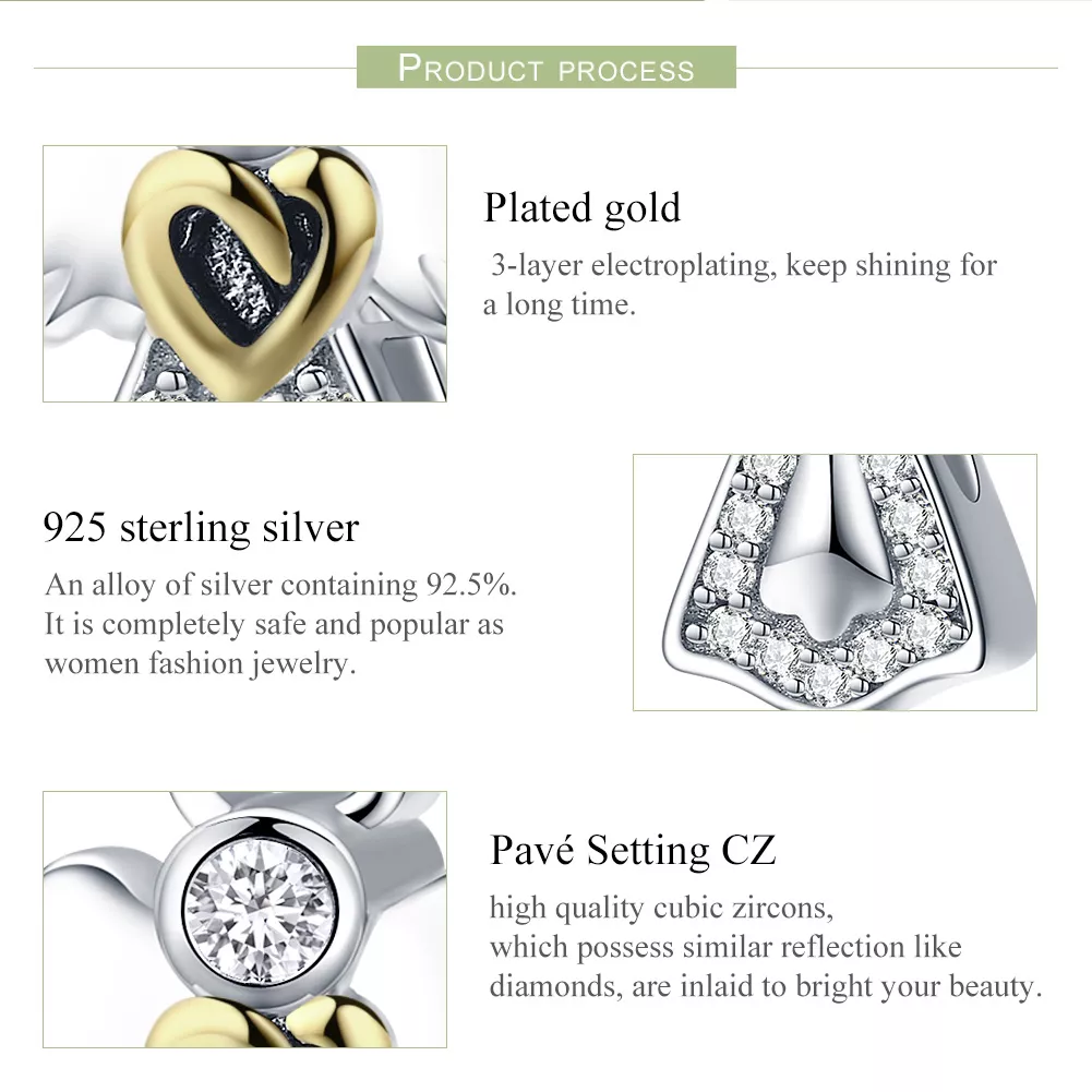 Charm Dois tons Anjo da guarda estilo Pandora - SCC747