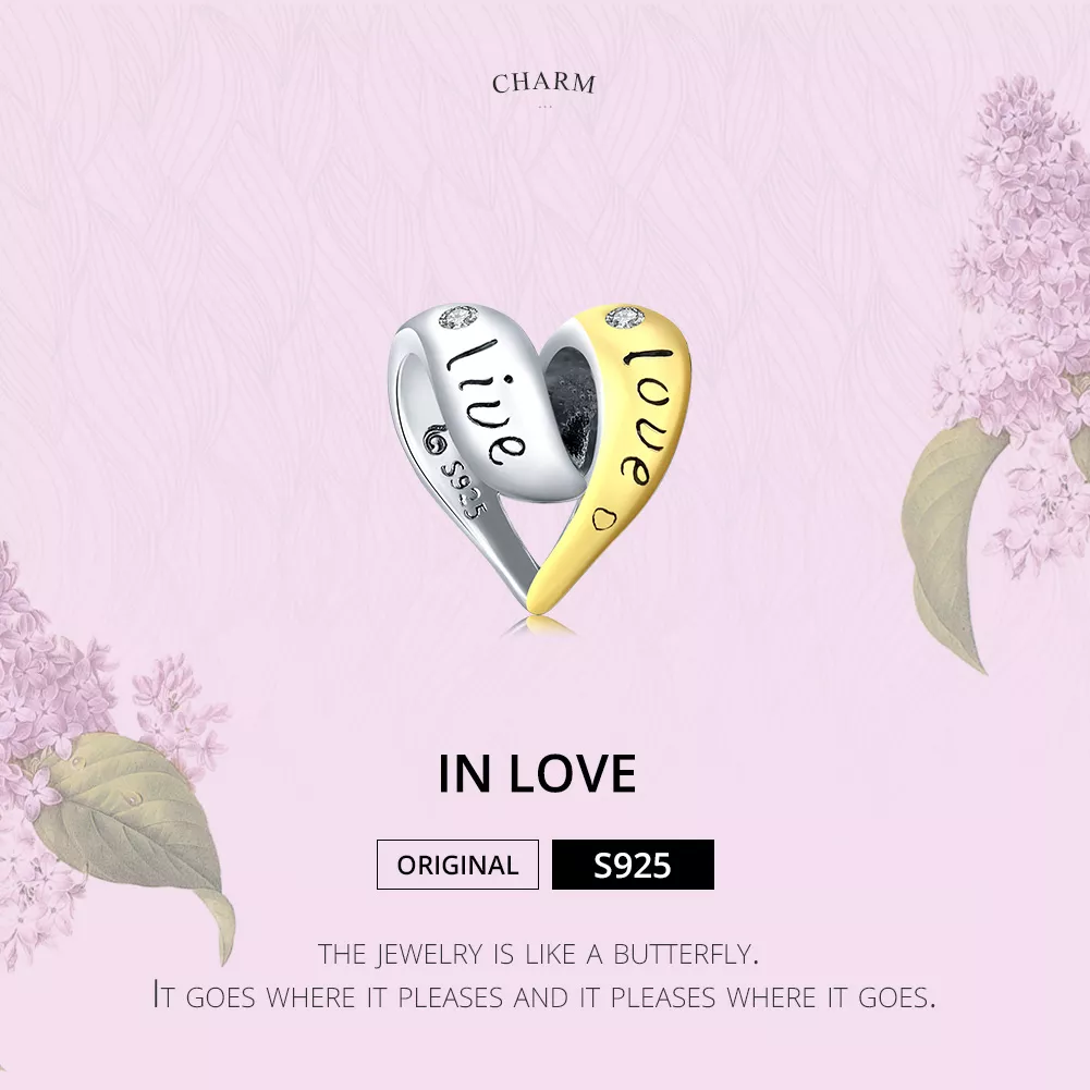 Charm Dois tons Apaixonado estilo Pandora - BSC227