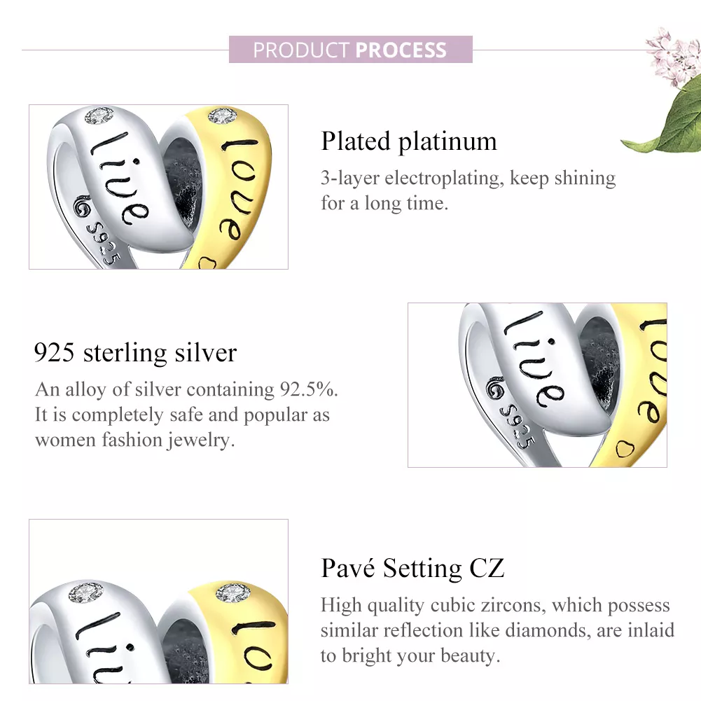 Charm Dois tons Apaixonado estilo Pandora - BSC227