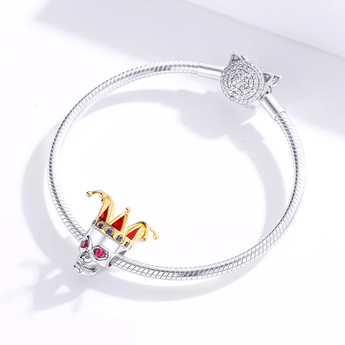 Charm Dois tons Caveira de Palhaço estilo Pandora - SCC1363