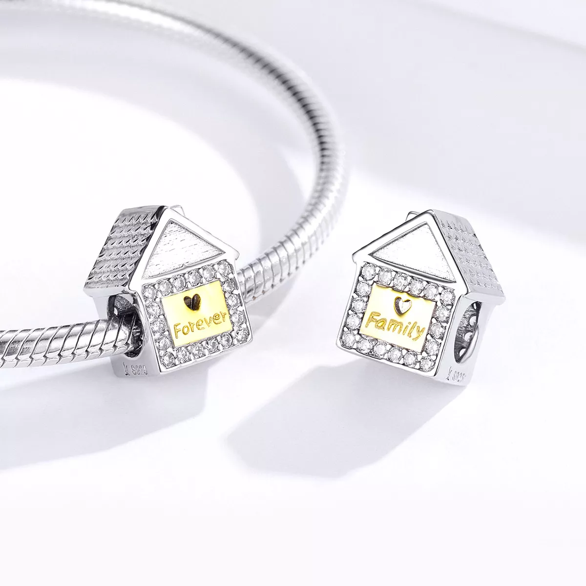 Charm Dois tons Família para sempre estilo Pandora - SCC1330