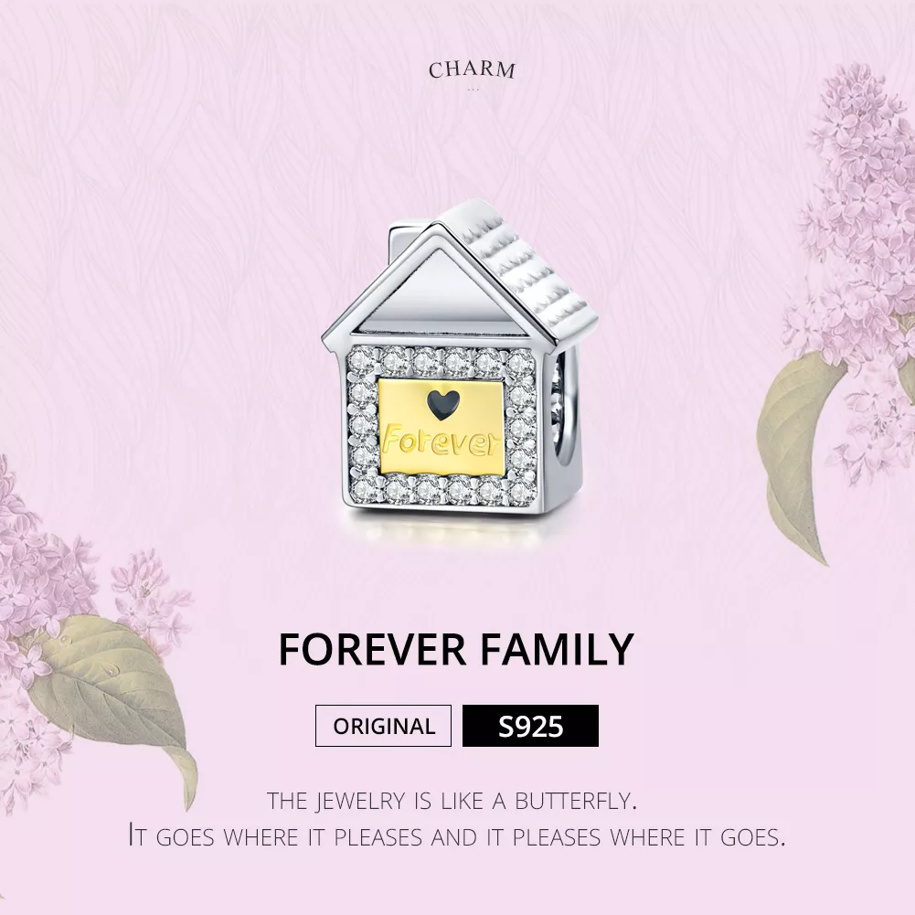 Charm Dois tons Família para sempre estilo Pandora - SCC1330