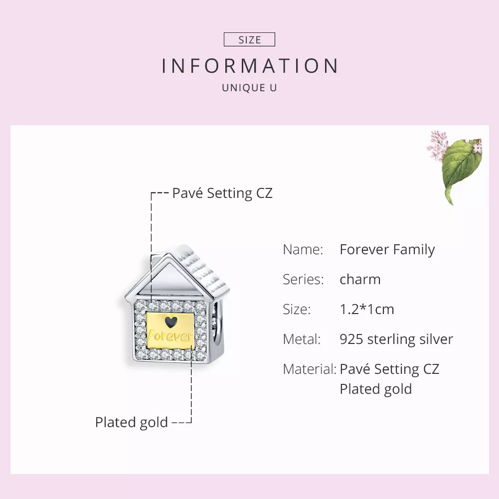 Charm Dois tons Família para sempre estilo Pandora - SCC1330