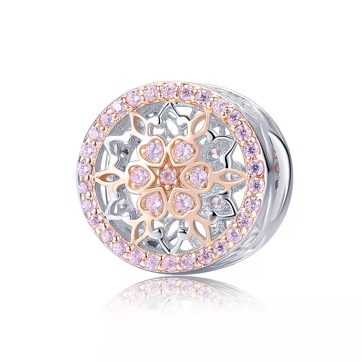 Charm Dois tons Flor life Pandora - SCC923