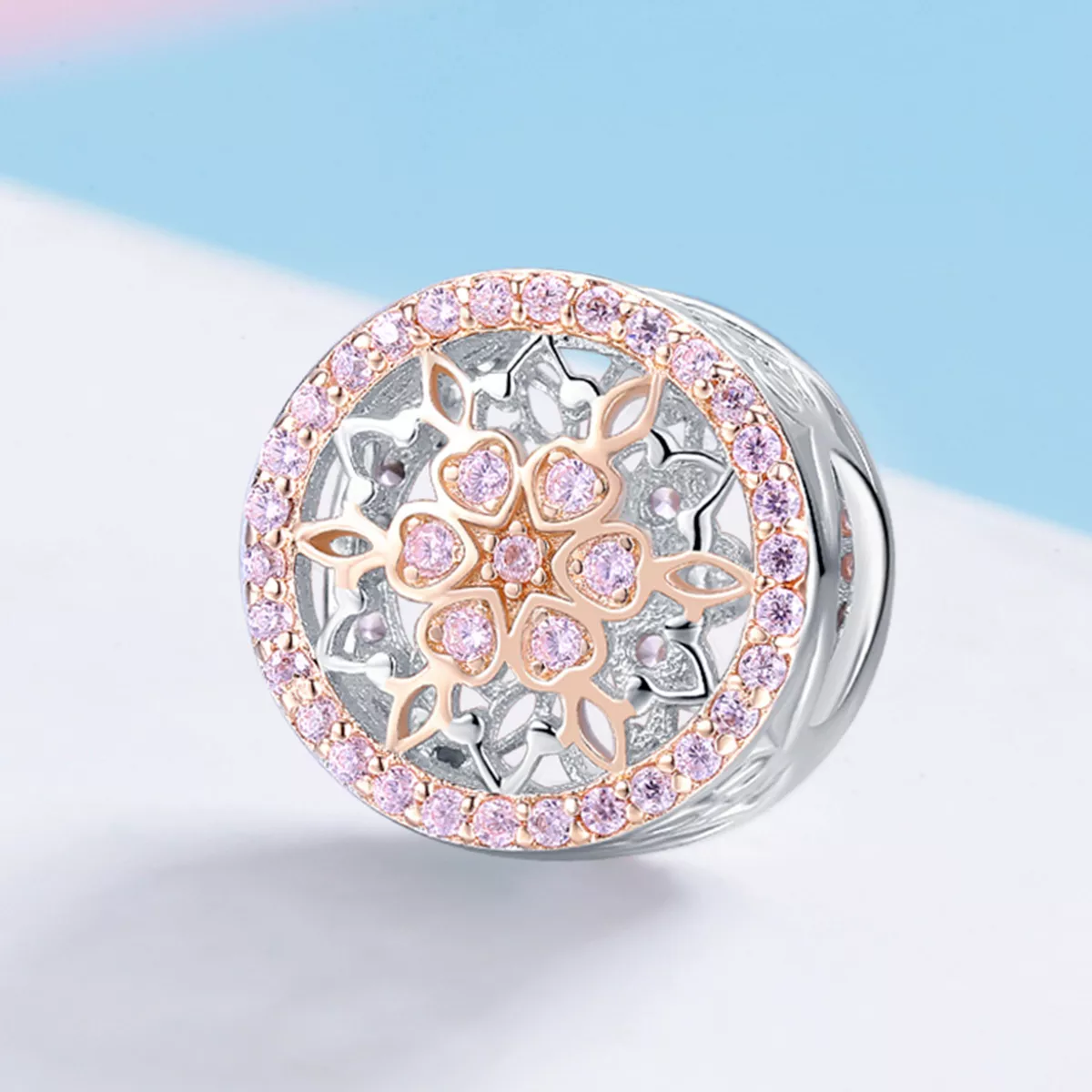 Charm Dois tons Flor life Pandora - SCC923