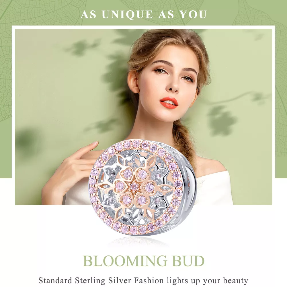 Charm Dois tons Flor life Pandora - SCC923