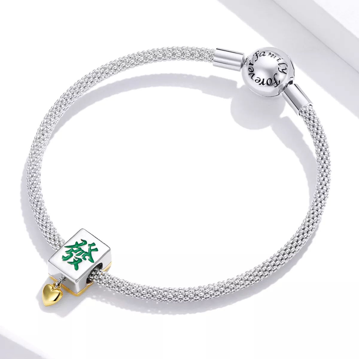 Charm Dois tons Mahjong Tiles estilo Pandora - SCC1751