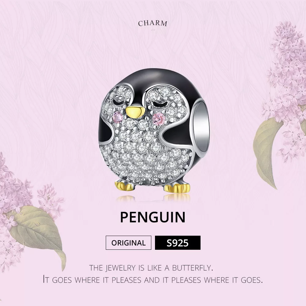 Charm Dois tons Pinguim estilo Pandora - BSC126