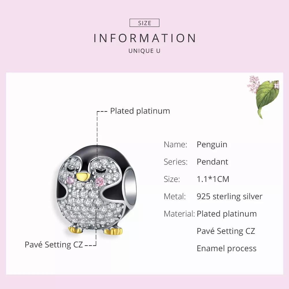 Charm Dois tons Pinguim estilo Pandora - BSC126