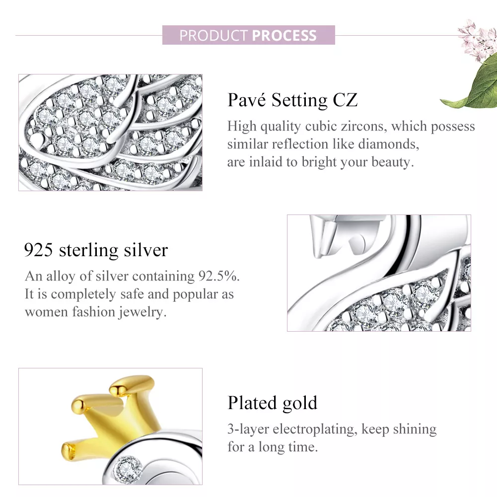 Charm Dois tons Princesa cisne estilo Pandora - SCC1343