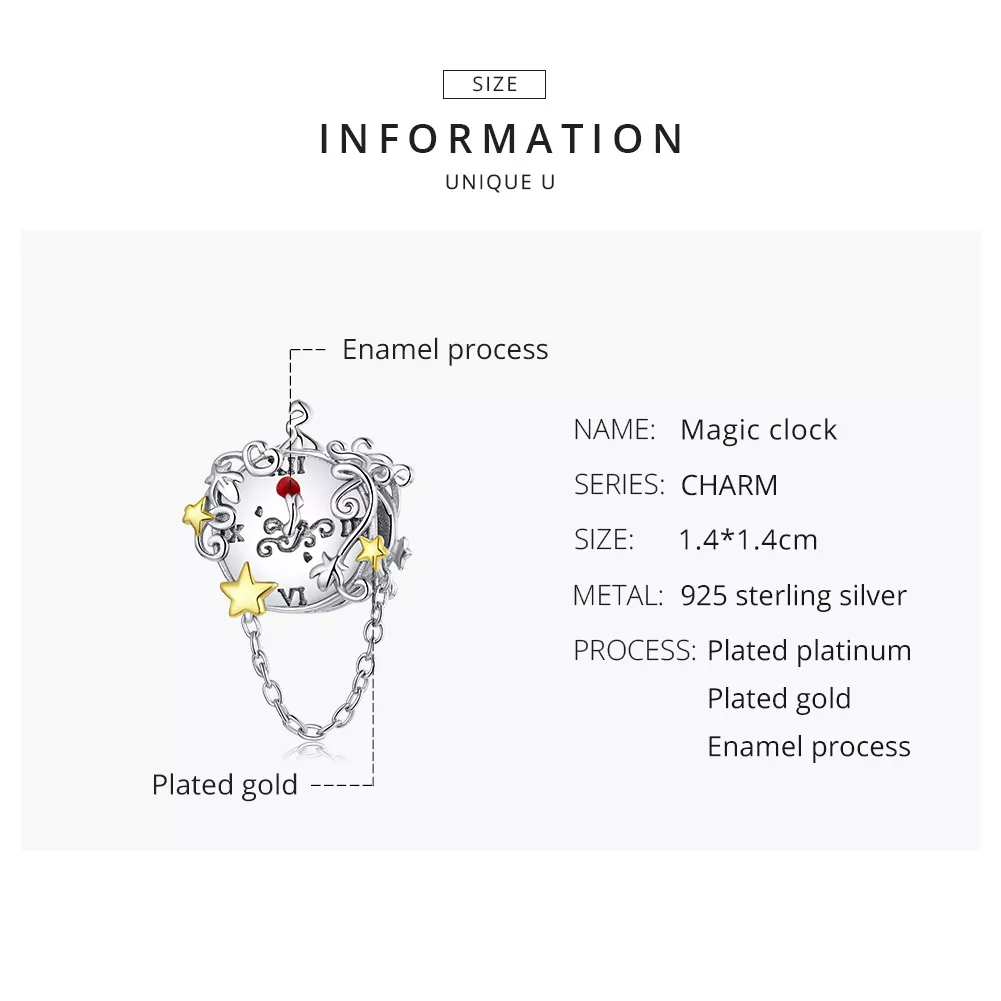 Charm Dois tons Relógio Mágico estilo Pandora - BSC406