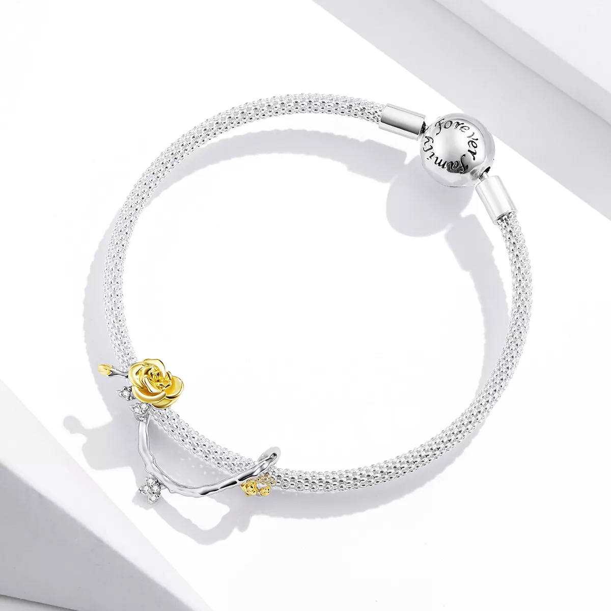 Charm Dois tons Rose Vines estilo Pandora - BSC322