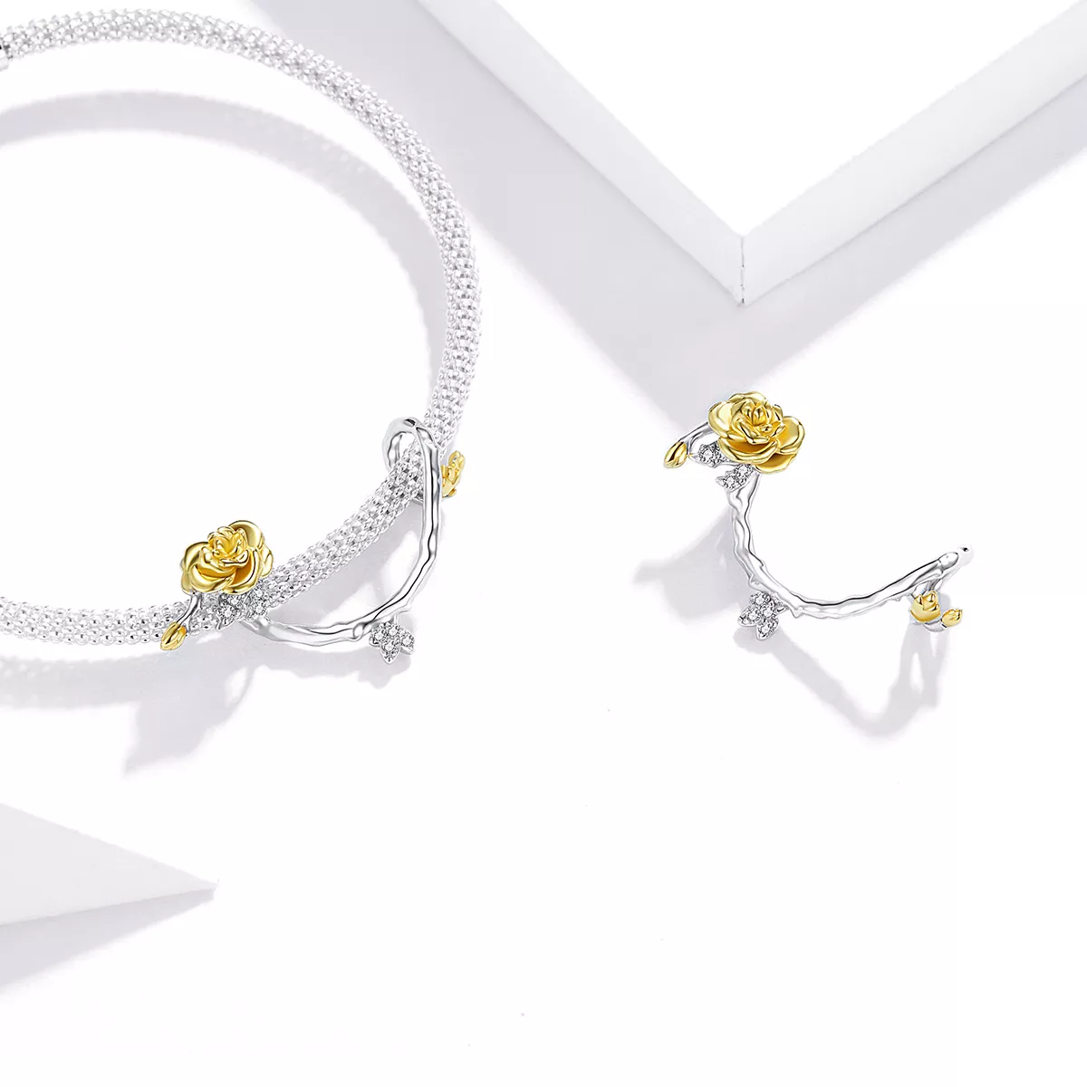 Charm Dois tons Rose Vines estilo Pandora - BSC322