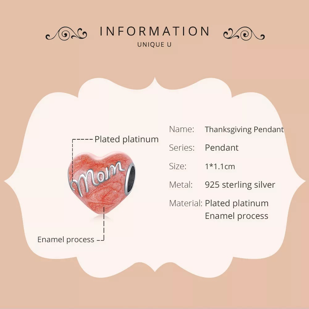 Charm Em memória da mamãe estilo Pandora - SCC1793