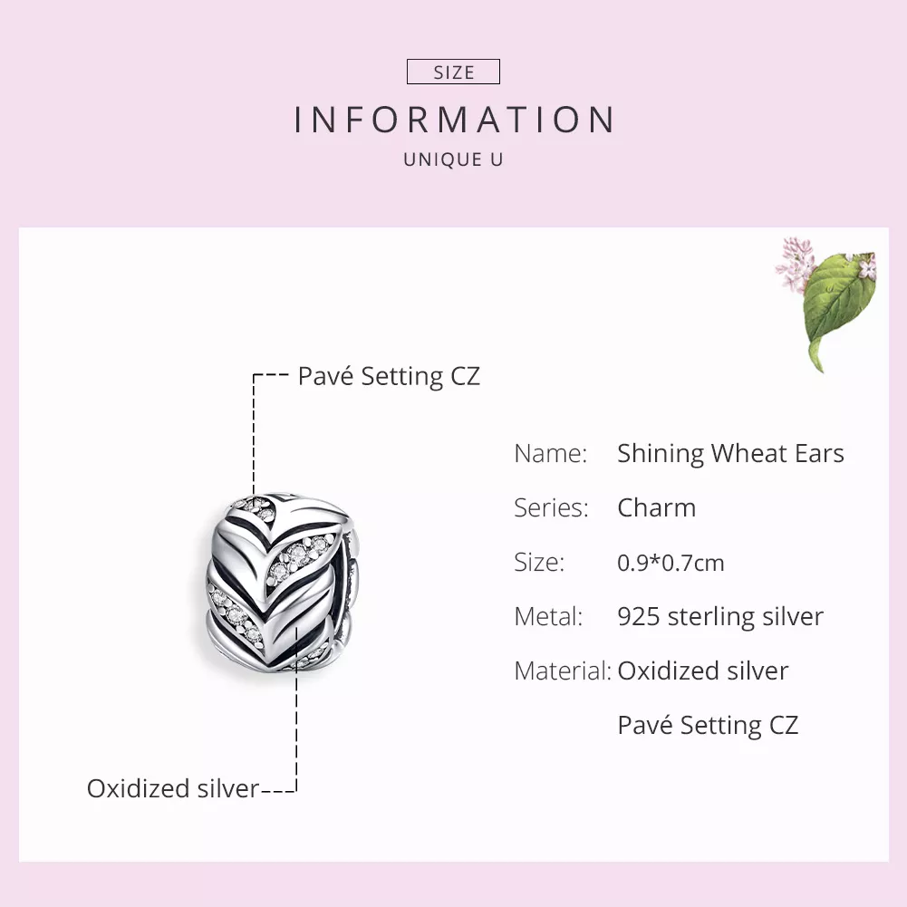 Charm Espigas de trigo brilhantes estilo Pandora - SCC1614