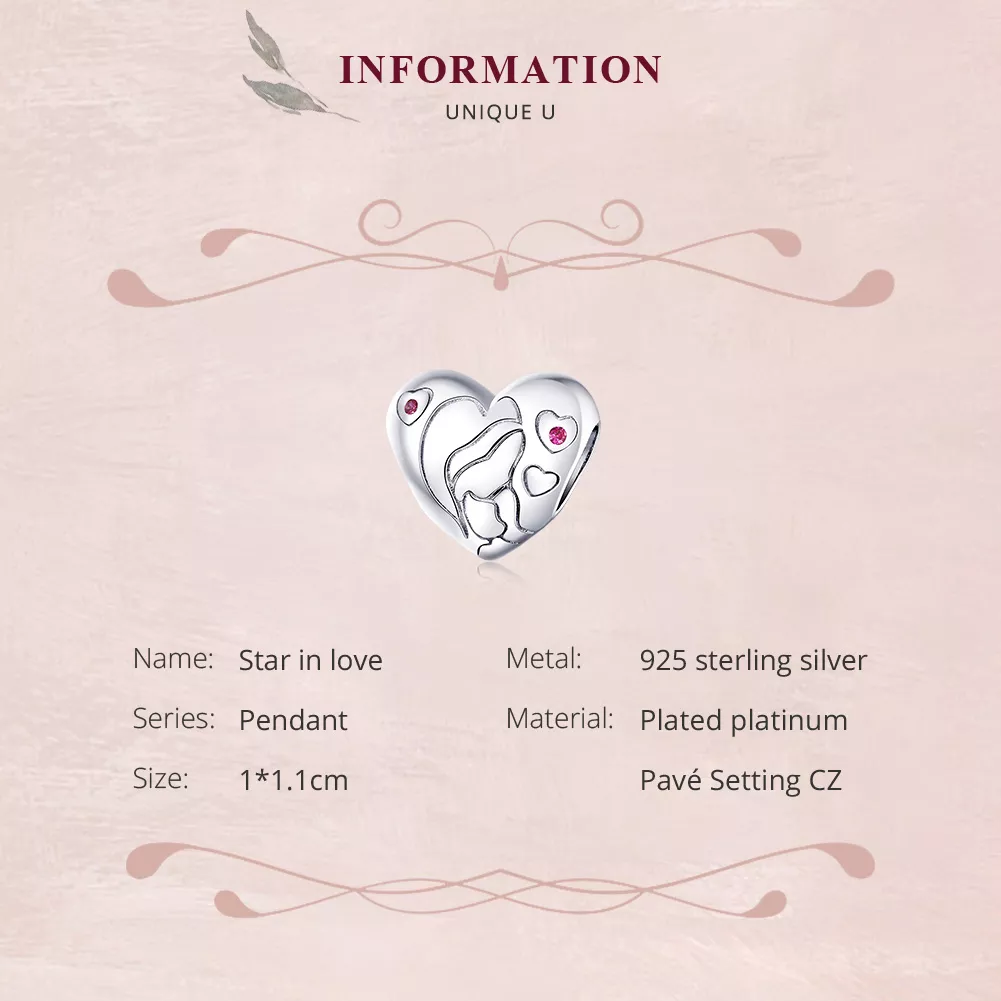 Charm Estrela apaixonada estilo Pandora - BSC216