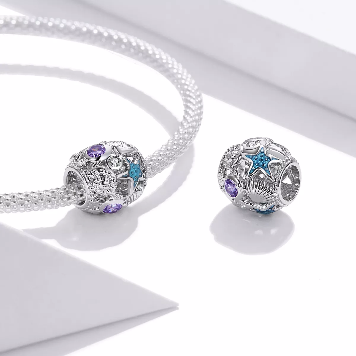 Charm Estrela-do-mar e Concha estilo Pandora - SCC1805