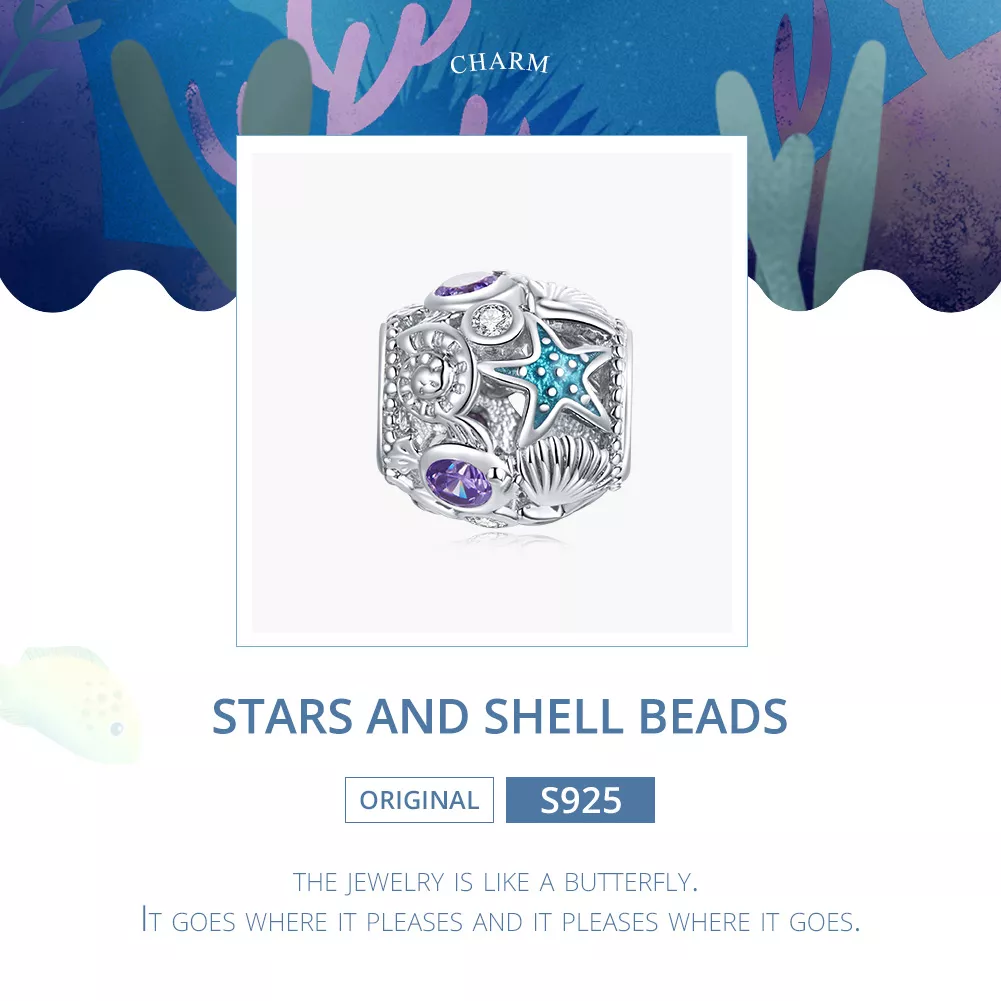 Charm Estrela-do-mar e Concha estilo Pandora - SCC1805